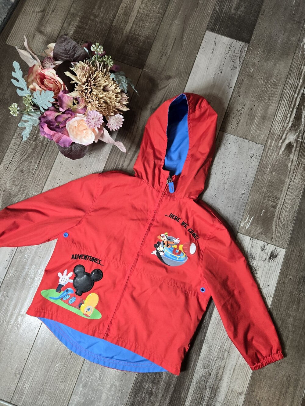 Disney Store Exclusive Red Mickey Mouse Hooded Rain Jacket 2T